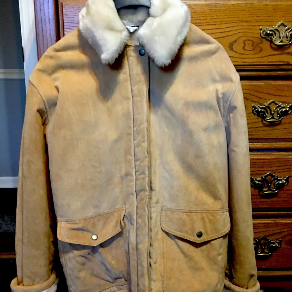 Leather Shearling Beige zippered Coat by J.Percy for Marvin Richard’s/Vintage